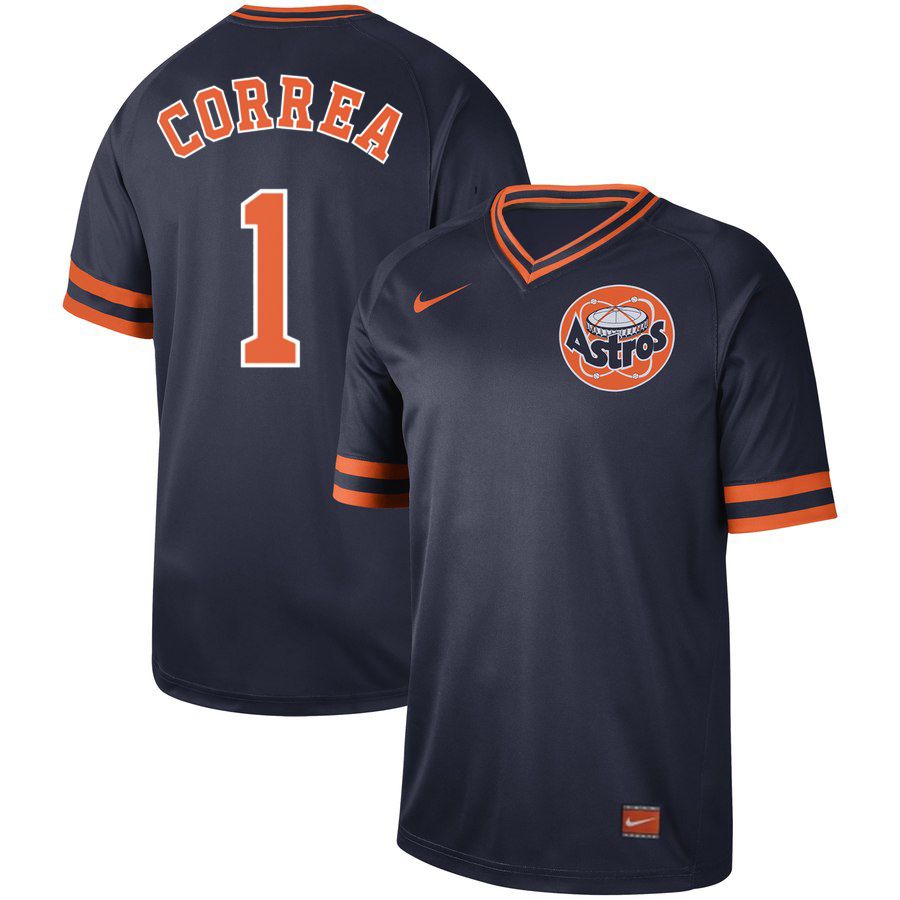 Men Houston Astros #1 Correa Dark blue Nike Cooperstown Collection Legend V-Neck MLB Jersey->houston astros->MLB Jersey